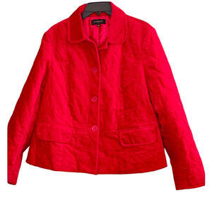 Talbots Red Quilted Jacket - Women's Size 14 Cotton Blend Coat